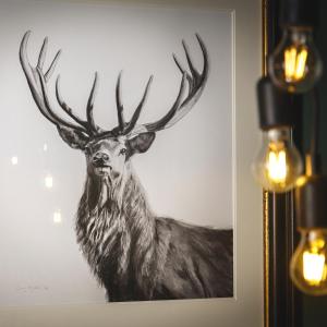 a drawing of a deer with antlers on a wall at Blakeney House in Blakeney
