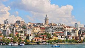 a view of a city with boats in the water at Oran Hotel in Istanbul