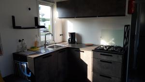 A kitchen or kitchenette at Chalet Park Zeeberm CommV