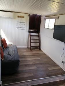 TV a/nebo společenská místnost v ubytování Séjour atypique et insolite sur notre péniche La Coradine avec grand spa