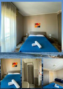 eine Collage mit drei Bildern eines Bettes in einem Zimmer in der Unterkunft B&B Don Pedro Riposto in Riposto