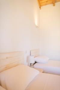 two beds sitting next to each other in a bedroom at Janakis Garden Livadi Beach in (( Spile ))