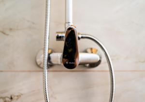 a shower handle in a bathroom at Janakis Garden Livadi Beach in (( Spile ))