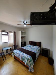 a bedroom with a bed and a ceiling fan at Hotel Catalina in Orizaba