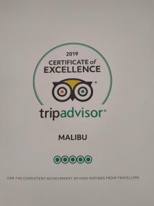 Certifikát, ocenenie alebo iný dokument vystavený v ubytovaní Malibu