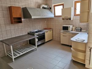 a kitchen with a stove and a counter top at Vila Gente in Mamaia Sat/Năvodari