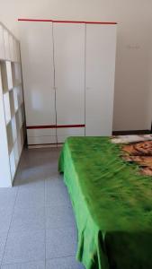 a room with a bed with a green blanket at Astonishing Calabria pet friendly apts in Santa Caterina dello Ionio