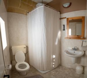 a bathroom with a toilet and a sink at Sunset Seaview Accommodation in Marsalforn
