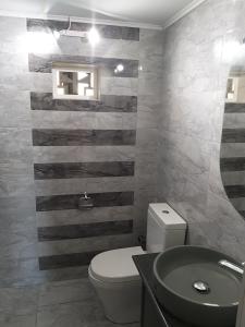 a bathroom with a toilet and a sink at Fotini Studios in Paleokastritsa