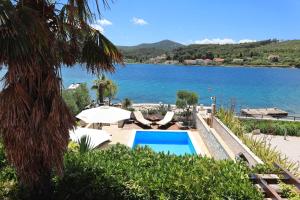 普莱克Villa Antišin的可以看到海景的游泳池