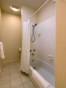 y baño con bañera y ducha. en Schmitz Bed & Breakfast, en New Braunfels