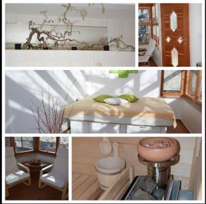 a collage of pictures of a room with a bed at Hiška sprostitve in Vransko