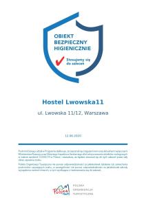 a screenshot of a website with a check breach warranty sign at Hostel Lwowska 11 in Warsaw