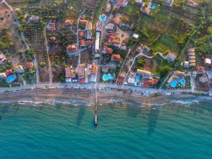 an aerial view of a beach and the ocean at Alex Studios & Apartments in Arillas