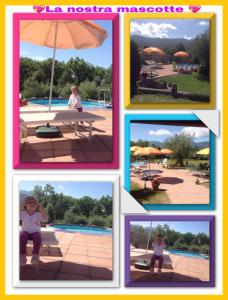 a collage of pictures of a woman with an umbrella at Residence Grimani in Stroncone