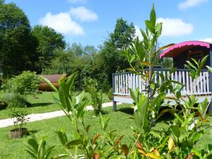 a bench in the middle of a garden at CHEZ d'eau in Marigny-le-Cahouet