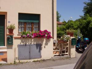 a house with a window with flowers in a window box at Casa Luna - Airport in Pisa