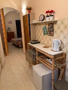 a kitchen with a table and a counter top at Apartments Aurora Delle Rose in Assisi
