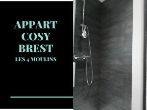 an image of a bathroom with a shower at Appart Cosy Brest (Les 4 moulins) in Brest