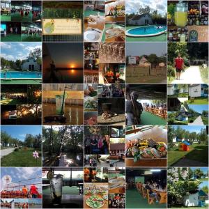 a collage of photos of people at a resort at Satul de Vacanta Campo Euro Club in Partizanii