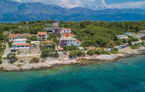 an aerial view of a small island in the water at Apartment Franic in Sućuraj