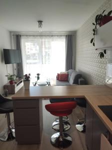 Televízia a/alebo spoločenská miestnosť v ubytovaní Kołobrzeg apartament Osiedle Bursztynowe ul baltycka 11 b