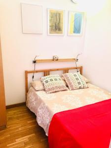 1 cama con 2 almohadas en una habitación en Apartment Aptucat, en Barcelona