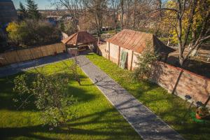 an aerial view of a yard with a fence at Boutique Hotel Villa P in Uzhhorod
