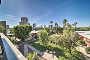 an aerial view of a park with the city in the background at Modern City Condo Close to Downtown Phoenix! in Phoenix