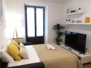 Televízia a/alebo spoločenská miestnosť v ubytovaní Apartamento Amplio y Central a pie de Playa la Concha