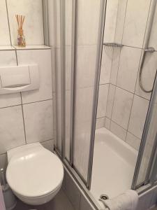 ein Bad mit einem WC und einer Dusche in der Unterkunft Gästezimmer Elly Dostert in Trittenheim