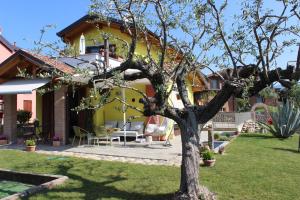 a house with a tree in the yard at Due Lune B&B in Almenno San Salvatore