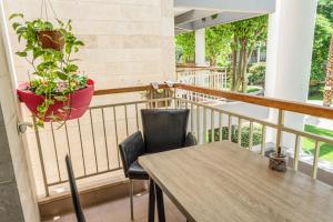 a balcony with a table and a potted plant at ROYAL PARK -George in Eilat
