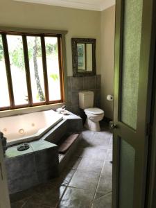 a bathroom with a tub and a toilet at daintree valley cottage in Daintree
