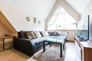 Televízia a/alebo spoločenská miestnosť v ubytovaní Apartamenty Stroma Odkryj Zakopane