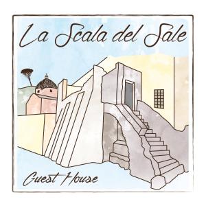 Dessin d'un escalier menant à une maison ouest dans l'établissement La Scala del Sale, à Iglesias