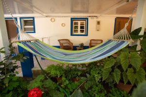 eine Hängematte im Innenhof eines Hauses in der Unterkunft Sossego da Natureza - Monte Alentejano in Grândola