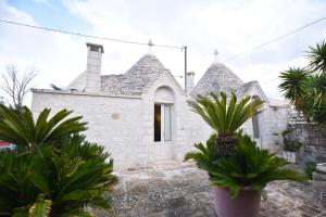 biały dom z palmami przed nim w obiekcie Agriturismo il Ciliegeto w mieście Locorotondo