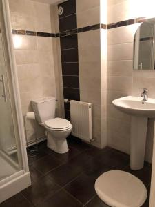 a bathroom with a toilet and a sink at chez Suzanne in Chooz