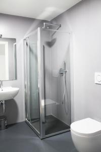 トリノにあるRapanus Suitesのバスルーム(シャワー、トイレ、シンク付)