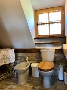 a bathroom with a toilet and a sink at Sielski Zakątek Tokary in Tokary +32 photos