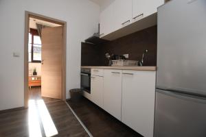 Kuchyň nebo kuchyňský kout v ubytování Apartments Deak