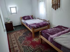 um quarto com 2 camas e um tapete em Vila Medo em Brdo
