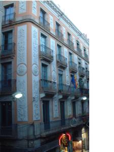 a building with writing on the side of it at Alba Hotel in Barcelona