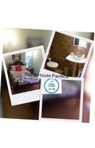 a small room with a guest house practice sign and a sink at Guest House Pacifica in Quarteira