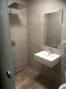 a bathroom with a sink and a mirror at Torrenerhof in Golling an der Salzach