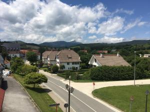 una calle en una pequeña ciudad con casas en Hostal Rural Haizea en Espinal-Auzperri