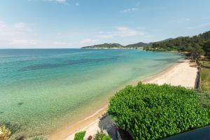 an aerial view of a beach with the ocean at Hotel Villa Nisteri in Limenas
