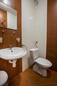 a bathroom with a toilet and a sink at Hanovete Hotel in Pliska
