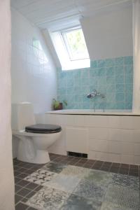 a bathroom with a toilet and a bath tub at Stora Mellings gård in Klintehamn